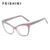 Montature per occhiali da sole Feishini Plastica Titan Occhiali da vista Telaio Donna Cat Eye Marca Lenti trasparenti TR90 Occhiali da vista Donna Miopia Occhiali da vista rossi