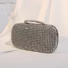 Hot New Diamond-encrusted Dinner Bags Socialite Party Dress Handmade Diamond Handbags Shiny Clutch Bags Gold Chains Top Handle Crystal Evening Purse Black