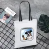 Borse per la spesa Borsa a tracolla in tela portatile e riutilizzabile Modello stampato serie animali da donna alla moda