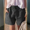 Pantaloncini da donna tinta unita casual da donna morbidi e traspiranti estivi con coulisse in vita elastica tasche larghe sopra il ginocchio