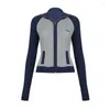 Tricots pour femmes HEYounGIRL Femmes coréennes Contraste Couleur Pull à glissière Hiver Streetwear Basic Bleu Manches longues Cardigans à col roulé Tricots