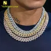 Großhandelspreis Hip Hop Schmuck Halskette Micro Pave 2 Reihen Iced Out Schmuck 13mm Diamant Cuban Link Kette