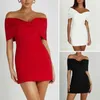 Casual Dresses Women Dress Lady Summer Elegant Off-Shoulder Prom med Bow Detalesing Slim Fit for Evening Parties Women's