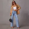 New Comfortable Casual Loose Spliced Wide Legged Womens Jeans