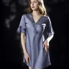 Sexig pyjamas satin nattklänning Summer Women Night Dressilk Satin Sleepwear Pyjamas Sexig Nightwear V Neck Night Dress M-XXL 24318