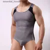 Regatas masculinas AIIOU Sexy Mens Undershirts Leotard Bodysuit Slimming Body Shaper Shapewear Wrestling Singlet Bodywear U Convex Bolsa Cueca C24318