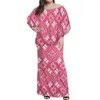 파티 드레스 여자 케이프 드레스 사모아 폴리네시아 부족 디자인 프린트 맥시 플러스 크기 7xl