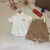 Klassiker Kinder kurzärmeliges Hemd Set Baby Tracksuits Größe 110-160 cm Kinder Designer Kleidung Sticked Knight Boys Shirt und Shorts 24mar