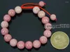 Strand el yapımı 10mm ayarlanabilir doğal rhodochrosite taşlar taş yuvarlak boncuklar bilezik iyileştirme reiki 5 iplikçikler/paket