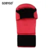 Equipamento de proteção GOBYGO Couro Combate Luvas de Boxe Fitness Luvas de Meio Dedo Mulheres Homens Crianças Karatê MMA Luvas de Boxe yq240318