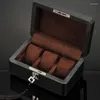 Uhrenboxen 3 Slots Leder Box Case Schwarz Mechanischer Organizer mit Schloss Frauen Schmuck Aufbewahrungshalter Geschenk