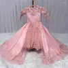 Vestidos de menina chegada flor para casamentos rendas apliques frisados roupas de meninas vestido de daminha trem destacável