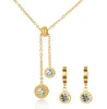 Ensemble de bijoux de mariage rond Vintage en or 14 carats avec chiffres romains pour femmes, vente en gros