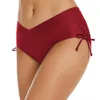 Mulheres Swimwear Mulheres Vintage Cintura Alta Biquíni Bottom Briefs Beachwear Side Tie Banheira Bottoms para