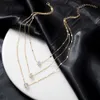 Hot Selling Fashion Simple Multi-Layer Five Pointed Star Love Water Drop Pendant Necklace ClaVicle Chain