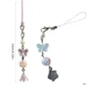 Keychains Sweet Cool Butterfly Charm Phone Chain Strap Orchids Pendant Keychain Hanging Decoration For Key Bag Purse