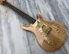 Guitarra elétrica chinesa, cor natural, top de bordo, hardware dourado, corpo e pescoço em mogno 2589