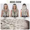 Synthetic Wigs Long Wavy Gray Ash Brown Blonde Ombre Synthetic Wigs with Bangs Cosplay Natural Curly Hair Wig for Women Afro Heat Resistant 240329