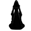 Casual Dresses Halloween Cosplay Dress for Women Medieval Retro Style Hooded Tunic Fashionable Solid Color Floor Length Vestidos