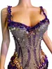 Stage Wear Sparkly Rhinestones Sequins Tassels V Neck Bodysuit Women Sexy Performance Dance Costume Nightclub Singer Dancer Poshoot