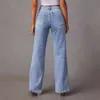 New Comfortable Casual Loose Spliced Wide Legged Womens Jeans