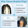 Synthetic Wigs Kalyss 40 Inches Full Double Lace Front Square Knotless Locs Braided Wigs for Black Women Loc Braid Wig With Baby hair 240329