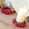 Candle Holders 1 Pc Berry Xmas Garland Candlestick Simulated Christmas Wreath Holder Wedding Party Mini Table Decoration