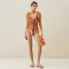 Maillots de bain pour femmes Femme Rétro Maillot de bain One Piece Orange Designer Maillot de bain Summer Surf Wear Desigher