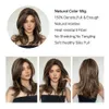 Synthetic Wigs City Ladies Style Medium Short Synthetic Wigs Ombre Brown Hair Wig with Side Bangs for Girls and Women Daily Use Wear Natural 240328 240327