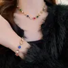 Colorful diamond necklace bracelet court style personality temperament clavicle chain bracelet