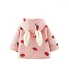 Manteau en duvet 1-3 ans Kawaii Born Baby Girls Veste d'hiver épaisse et manteaux à capuche en velours pour enfants Vêtements de plein air pour enfants