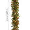 Fleurs décoratives Couronnes artificielles de Noël Guirlande de baies avec éclairage LED Baies rouges PVC Fée Pin Cheminée Escalier Porte Décor