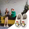 Tofflor julplysch stängd tå anti slip penguin slip-on house skor bekväm tecknad för män kvinnor