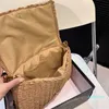 Women Raffias designers bag fashion metal chain handbag weave Bags Luxury mens Wallets envelope Crossbody clutch Straw beach shoulder