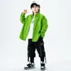 Clothing Sets Boy Kpop Hip Hop Green Long Sleeve Shirt Oversize Top Black Tactical Pants Kids Streetwear Girls Jazz Dance Costume