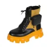 Laarzen dames pocket boot veter dames enkel laarzen vrouwelijke band zwarte dikke zool zakje enkel laarzen vrouwelijke platform goth schoenen