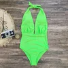 Mulheres Swimwear Mulheres Terno de Natação 2024 Verão 2 PCS Set Sexy Halter Bandagem Profunda Pescoço Romper Bikini Mini Saia Banheira Maiô