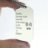 Pendentif Colliers Nom personnalisé Hommes Bijoux Costume Lettre Dog Tag Collier Titanium Acier Militaire Armée Cadeau du père pour papa