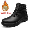 Boots Non-Slip Mens Genuine Leather Lace-up Men High Top Shoes Fashion Motocross Outdoor Male Ankle