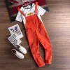 Overall mode mäns haklapp overall blyerts pant orange fast färg casual koreansk stil man svart jumpsuits rompers anklelängd