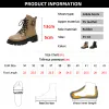 Stövlar Fashion Metal Motorcykelstövlar Kvinnor 2023 Autumn Winter Short Plush Ankle Boots Woman Pu Leather Thick Sole Combat Botas