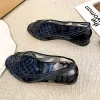 Sandaler sommar 2023 PVC plast sandaler för kvinnor lila skor öppna tå damskor med medelstora klackar gelé asiatisk storlek VIP -försäljning f h