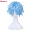 Wigs Lemail Wig Kuroko Sepet Yok Tetsuya Kuroko Cosplay Wig 30cm Kısa Açık Mavi Erkekler Sentetik Saç Perucas Cosplay Peruk