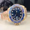Relógios masculinos relógio automático cal 3235 movimento amarelo ouro 904l aço azul preto cerâmica moldura 41mm à prova d' água mergulho eta 247t