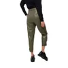 Damesbroeken Dames Kantoor Basic Knooprits Harem 2023 Casual Effen Kleur Echte zak Losse Pu-leren broek Herfstbroek Mode GG