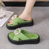 Terlik 2024 String Bead Summe Kadınlar Flip Flops Flats Platform Ayakkabı Slaytlar Elbise Slingback Sandals Nedensel Mujer Zapatillas