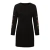 Casual Dresses For Girls Teens Autumn Winter Long Sleeve Floral Embroidery Sweatshirt Dress Temperament Solid Color Loose Outfits