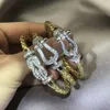 Luxe sieraden Fredy armband U-vormig 8-vormig hoefijzergesp lederen touwarmband v vergulde 18k roségouden paararmband met micro ingelegde diamanten armband