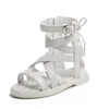 HBP Non-Brandneue Kreuzgurte Kinder Baby hohle Prinzessin Sandalen Schuhe Reißverschluss Wohnungen Kinder hohe Röhre römische Sandalen für Mädchen