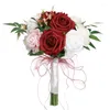 Fiori decorativi Bouquet da sposa Rosa di seta Mano nuziale Damigella d'onore con fiore Dropship